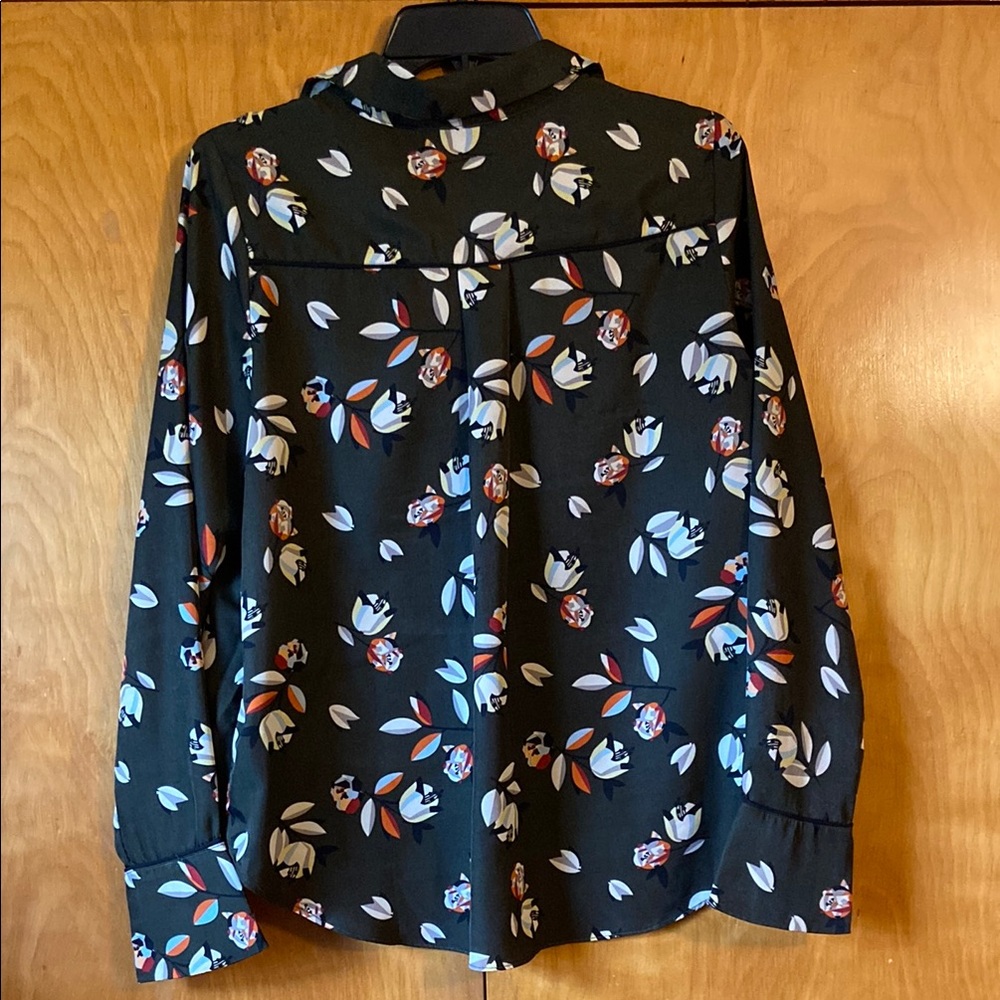 Anthropologie FRNCH Green Floral  Button-Up Blouse. Size M - Picture 8 of 14